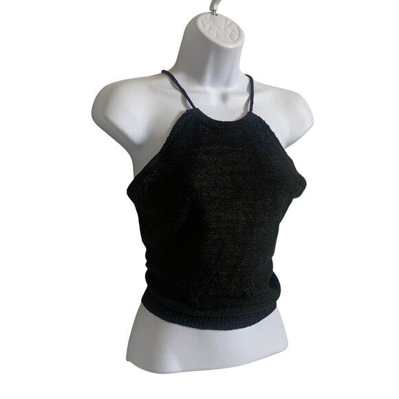 Wild Fable Womens Black Halter Neck Knit Crop Top w/ Adjustable Tie Back XS - Picture 10 of 13